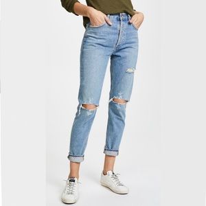 AGOLDE Jamie high-rise medium-wash distressed jeans. 💙
